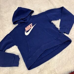 Nike Youth blue pink logo swoosh hoodie sweatshirt Girls size large